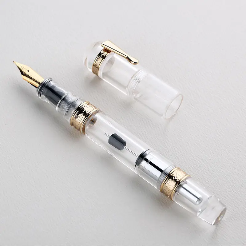 Majohn C5 Large Capacity Fountain Pen | Clear Acrylic Demonstrator | Vacuum Piston System | Luxury Gift Pen Office Supplies