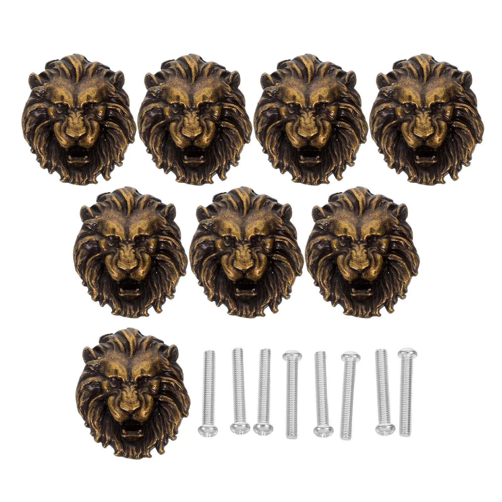 

8Pcs Decorative Lion Head Drawer Pulls Vintage Zinc Alloy Handles Retro Style Furniture Hardware Knobs Wardrobe Cabinet Dresser