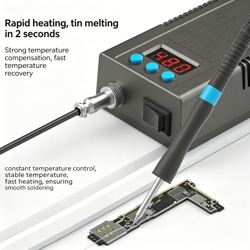 75W Temperature Display Soldering Station with T12 Tip Design, 180-480℃ Heat Adjustment and Digital Screen for Repair Work