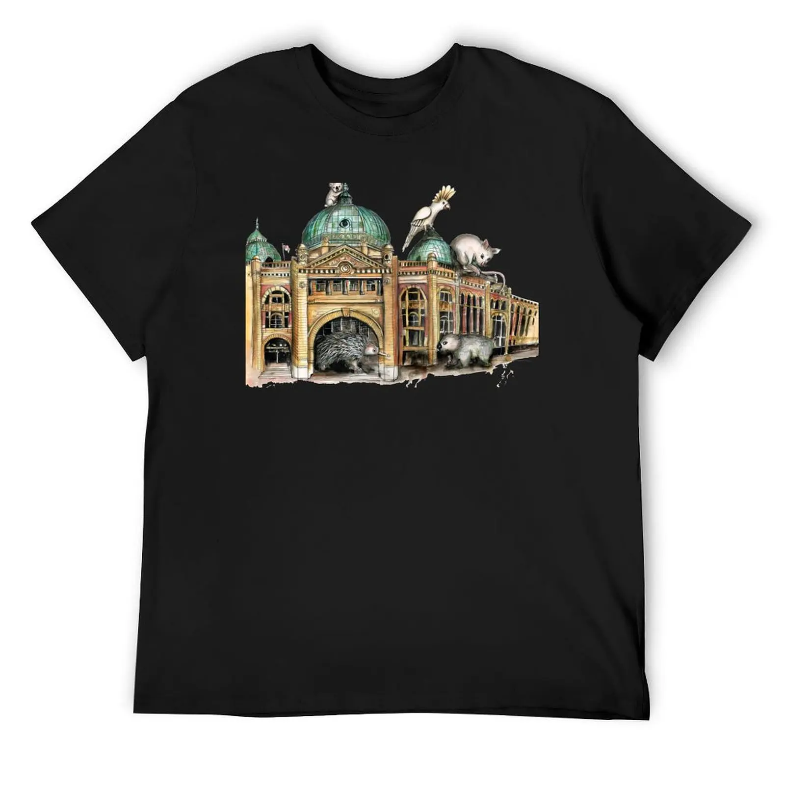 Футболка Flinders Street Station Melbourne, хлопковые мужские футболки, одежда на день Святого Валентина, фигурки аниме, простые белые футболки для мужчин Футболка Flinders Street Station Melbourne, хлопковые мужские футболки, одежда на день Святого Валентина, фигурки аниме, простые белые футболки для мужчин