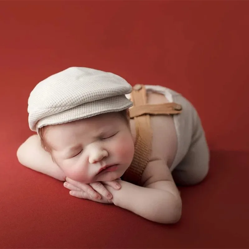 ❤️Newborn Photography Clothing Cap+Suspenders 2Pcs/set Studio Baby Photo Props Accessories Hat Overalls Outfits Fotografia