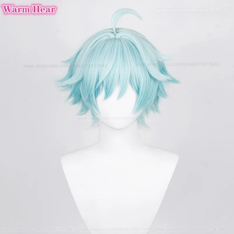 New CALP wig Chongyun cosplay wig cos short blue gradient wig heat resistant hair Halloween party wigs cap