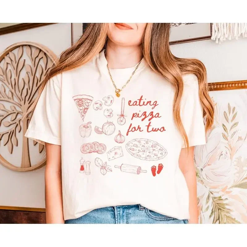 Pizza Pregnancy Announcement T Shirt To Husband Eating For Two First Time Mom Expecting Reveal