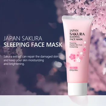 Japan Sakura Slapen Gezichtsmasker Hydraterende Voedende Goede Nacht Gezichtsmasker Geen Wassen Hydraterende Huidverzorgingsproducten