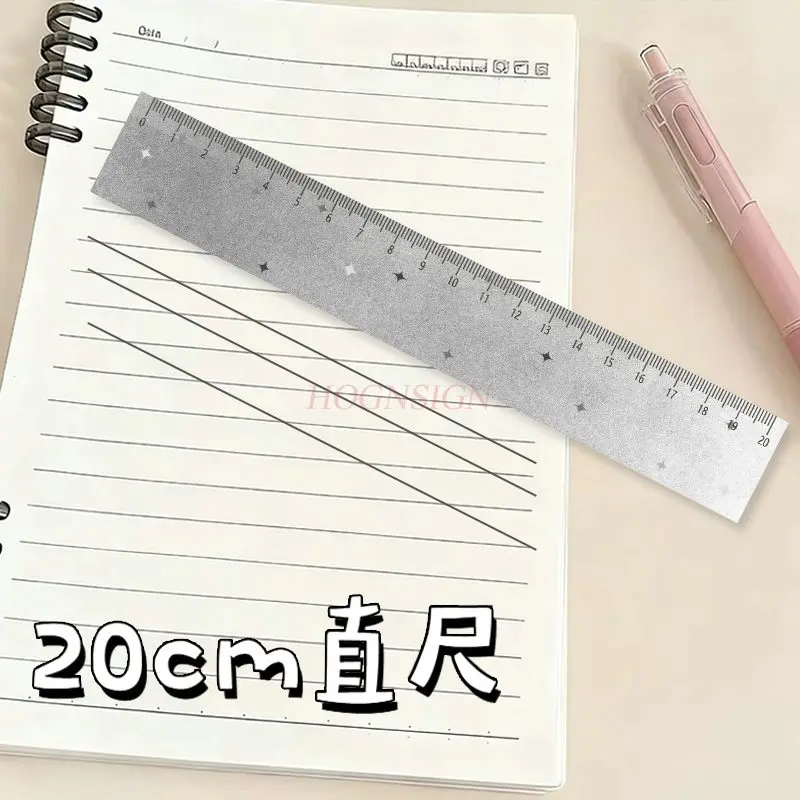 1pcs Matte Grey Star Student Stationery Straight Ruler Hand Accounting Ruler Drawing Scale Marking Ruler Acrylic 20cm