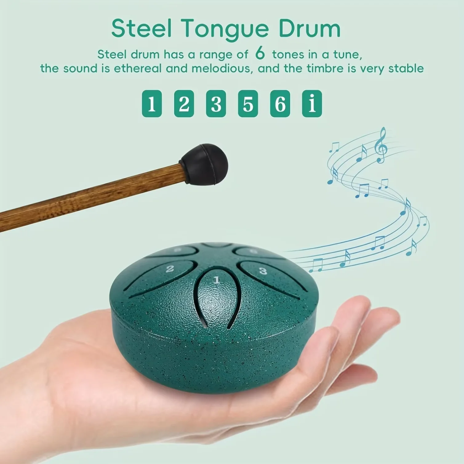 3 Inch Steel Tongue Drum - 6 Tone Handheld Instrument for Meditation & Yoga, Perfect Musical Gift for Beginners