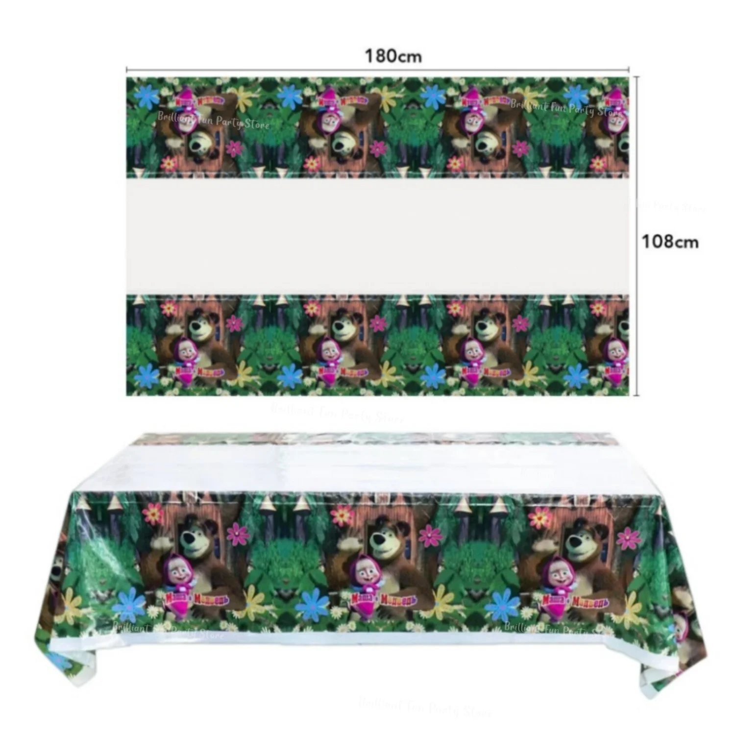 Mascha und der Bär Geburtstagsparty-Dekorationsset für Mädchen Kinder Tischdecke Banner Tortendekoration Ballon Hintergrund Partyzubehör – Detail 6