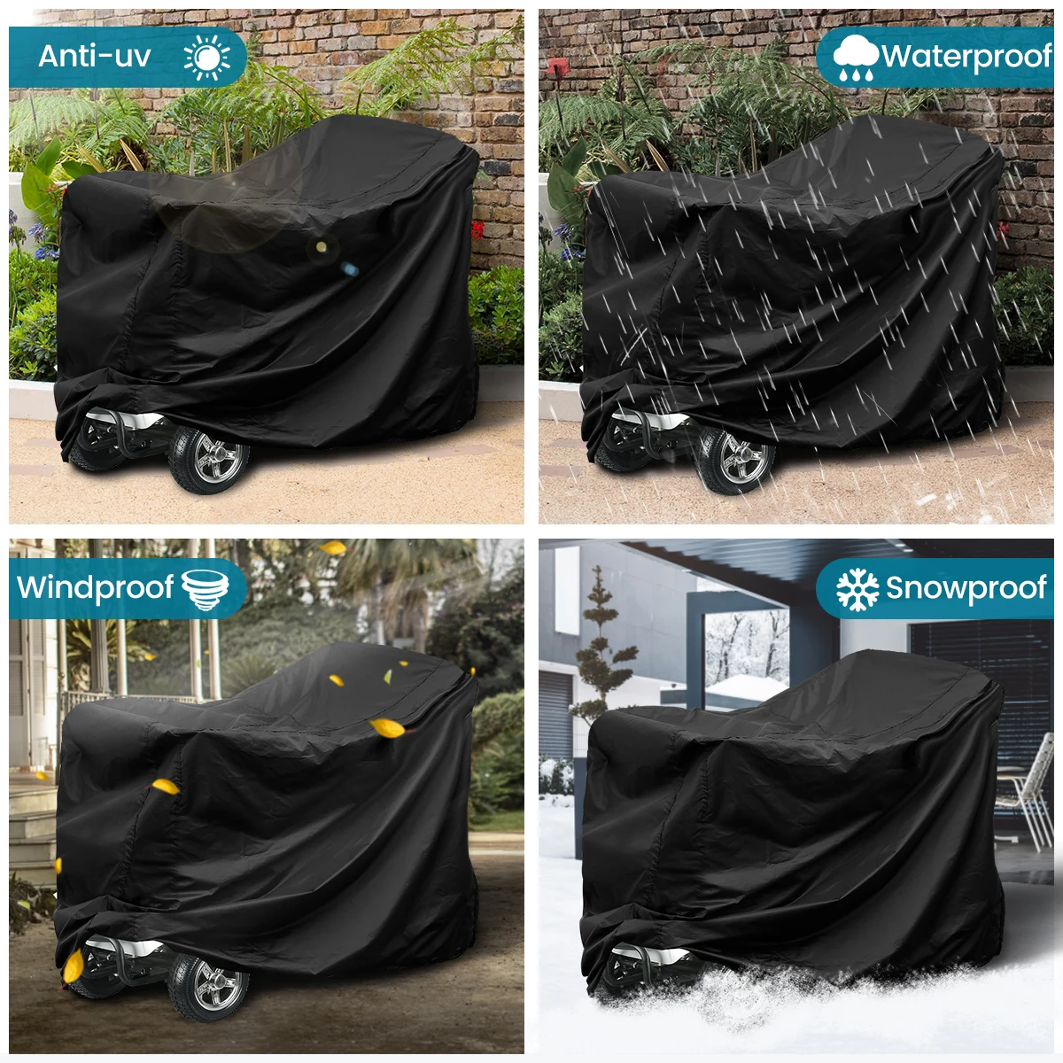 Mobility Scooter Cover Wheelchair Cover Motorcycle Cover 190d Oxford Cloth Dust-Proof Snow Rain Sun