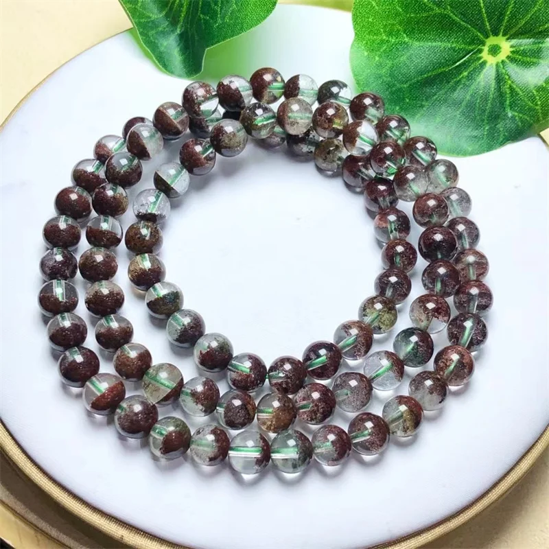 6MM Natural Garden Quartz Triple Circle Bracelet Fashion Energy Stone Reiki Healing Crystal Strand Yoga Gift 1PCS