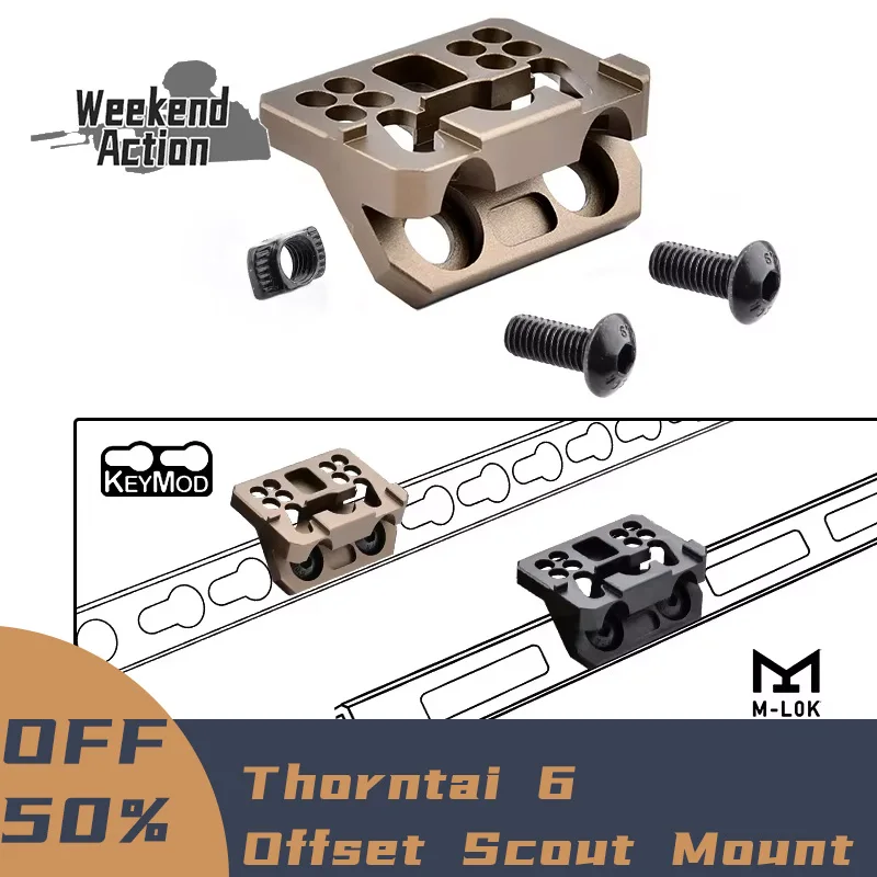 Tactical Thorntai 6 Offset Scout Mount Metal MLOK Keymod Rail For Surefir M600 M300 PLHv2 Weapon Light With Original Markings