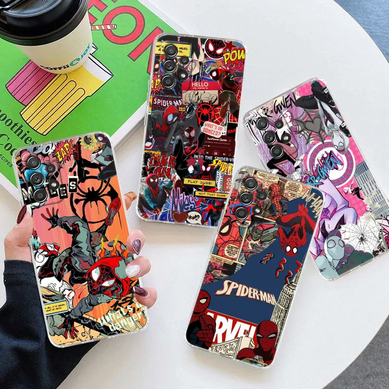

Miles Morales Spiderman Gwen Clear Case For Samsung Galaxy A57 A37 A56 5G A36 A55 A54 A35 A26 A07 A17 A16 A06 A36 A15 Soft Cover
