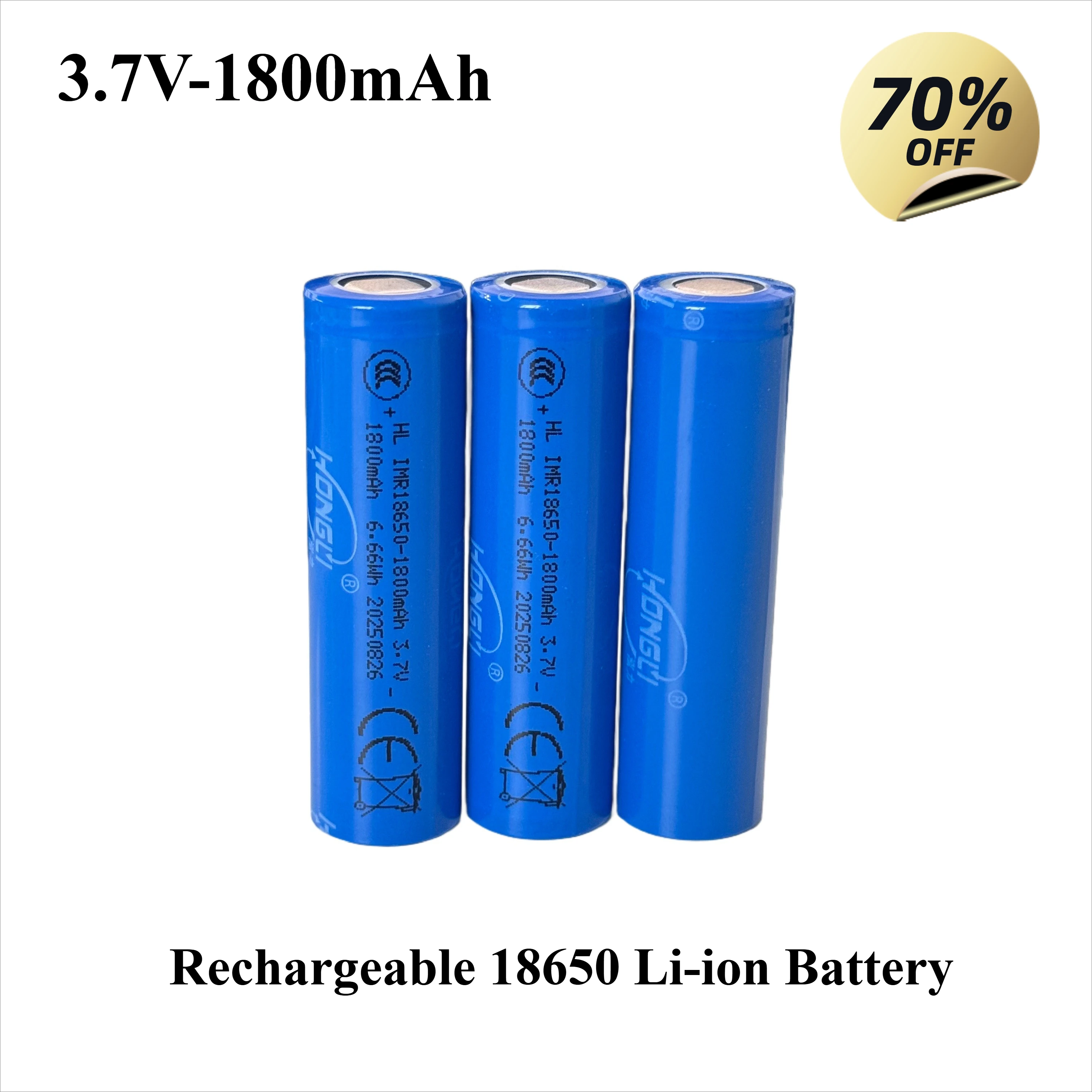 

18650 Battery 100% Real 18650-1800mAh 3.7V Rechargeable 18650 Li-ion Battery, Li-ion Battery for Toys Power Tools Flashlight