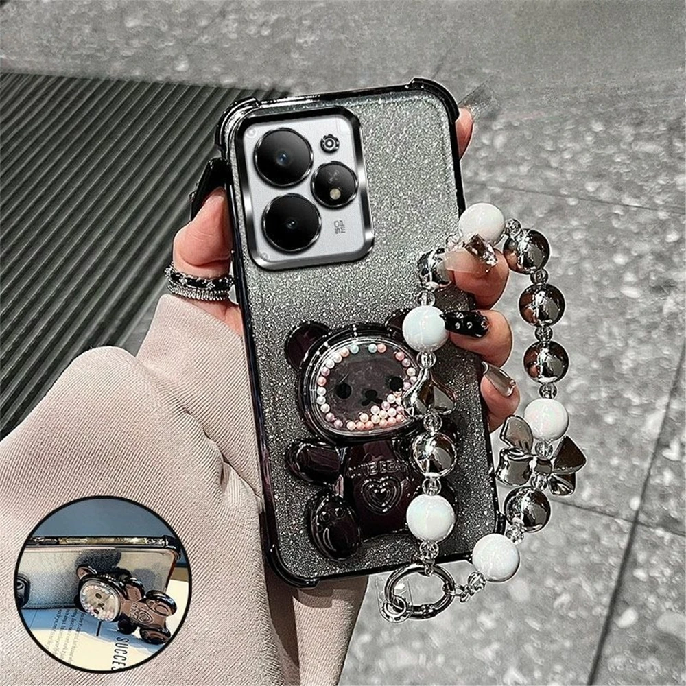 الفاخرة القوس حزام الدب حامل هاتف الحال بالنسبة Xiaomi Redmi ملاحظة 14 15 برو زائد 15C 14C 14S 4G 5G بريق للصدمات حامل غطاء #4