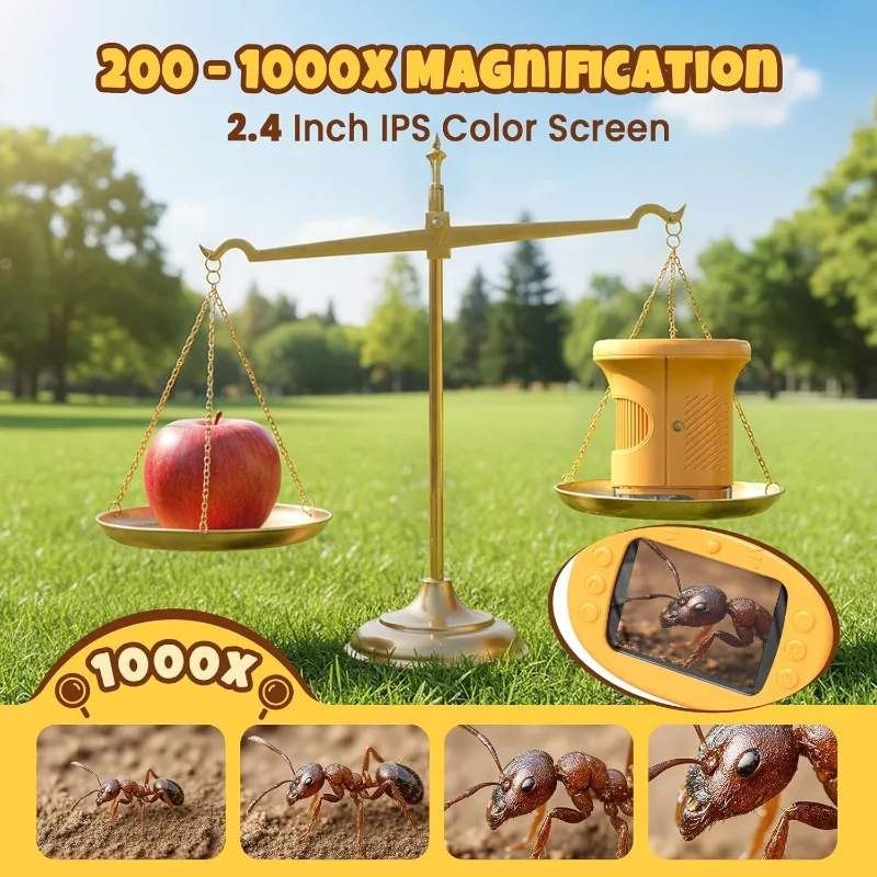 Handheld Digital Mini Microscope for Kids 1000X 4K Portable Pocket 2.4