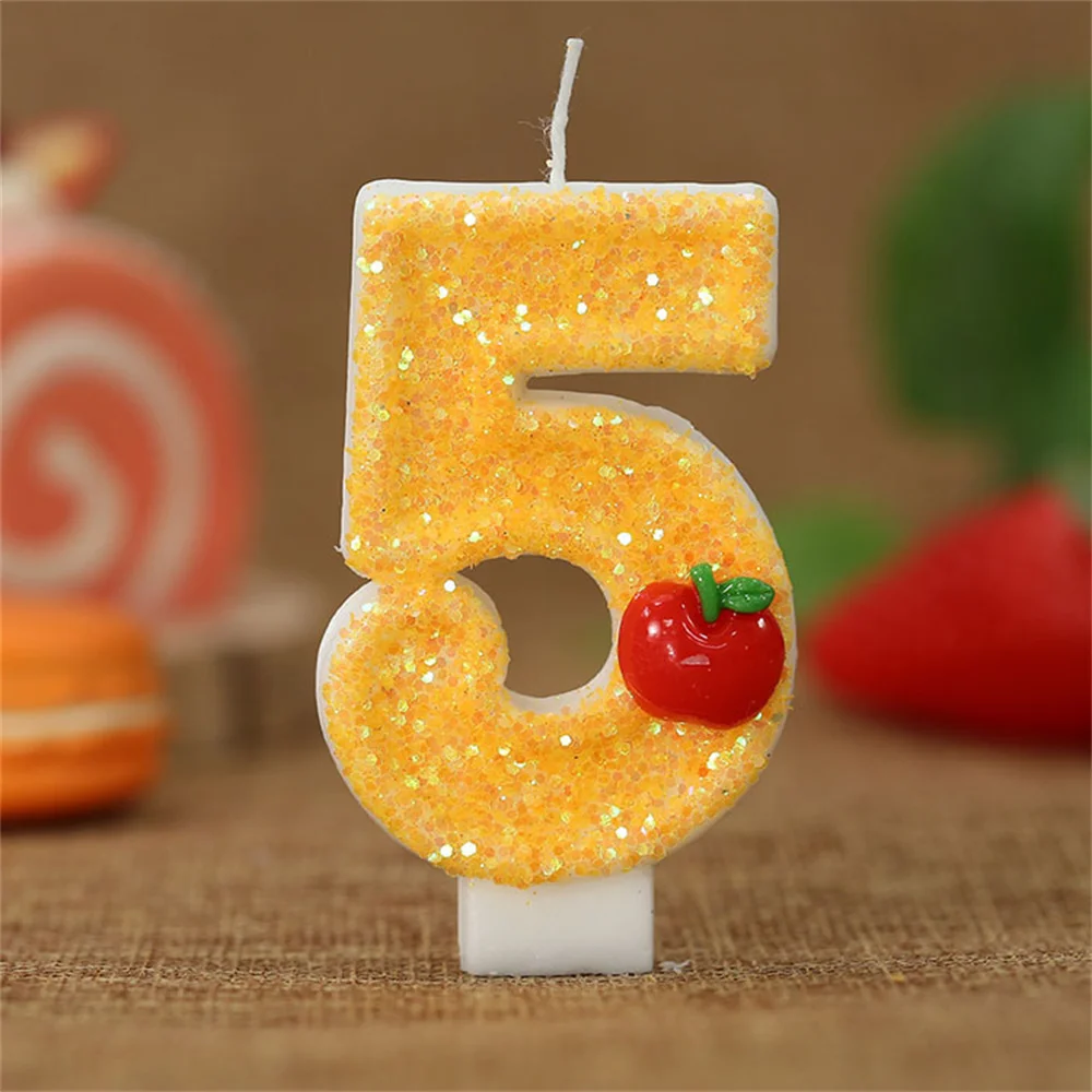 3D Apple Designed Digital Candle Cake Topper Number 0-9 Birthday Candle Decorations Happy Birthday Candles Anniversaries ﻿