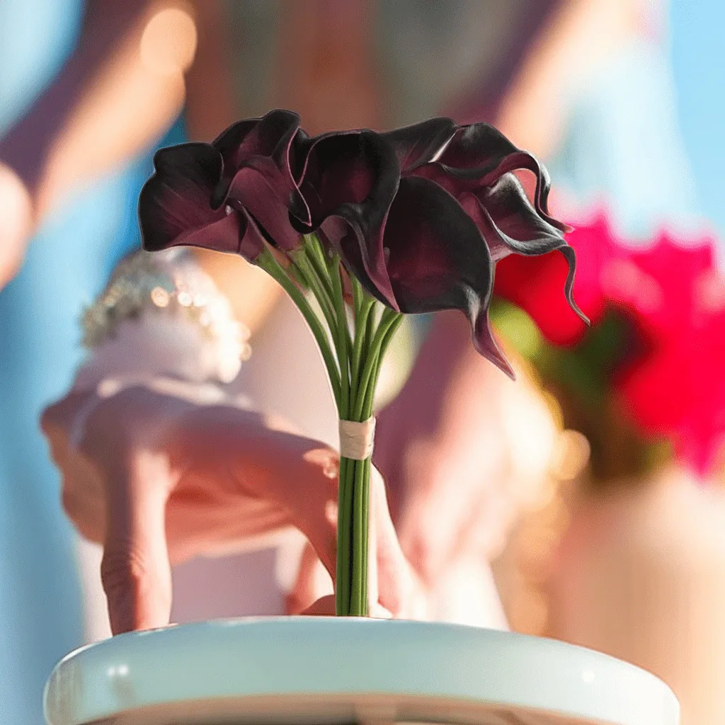 6 Stück Künstliche Calla-Lilien aus PU, Kunstblumen für Hochzeitssträuße, DIY-Blumendekoration für Innenräume, Zuhause, Büro und Tischdekoration – Detail 5