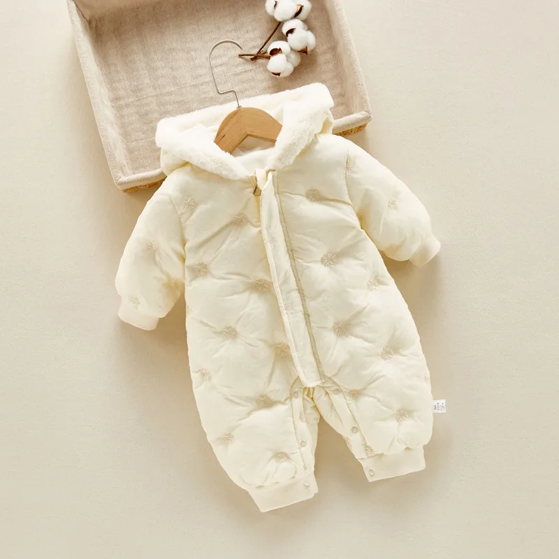 Baby Clothes Winter Onesie Plus Fleece Thickened Girls Babies Warm Cute Crawling Coat