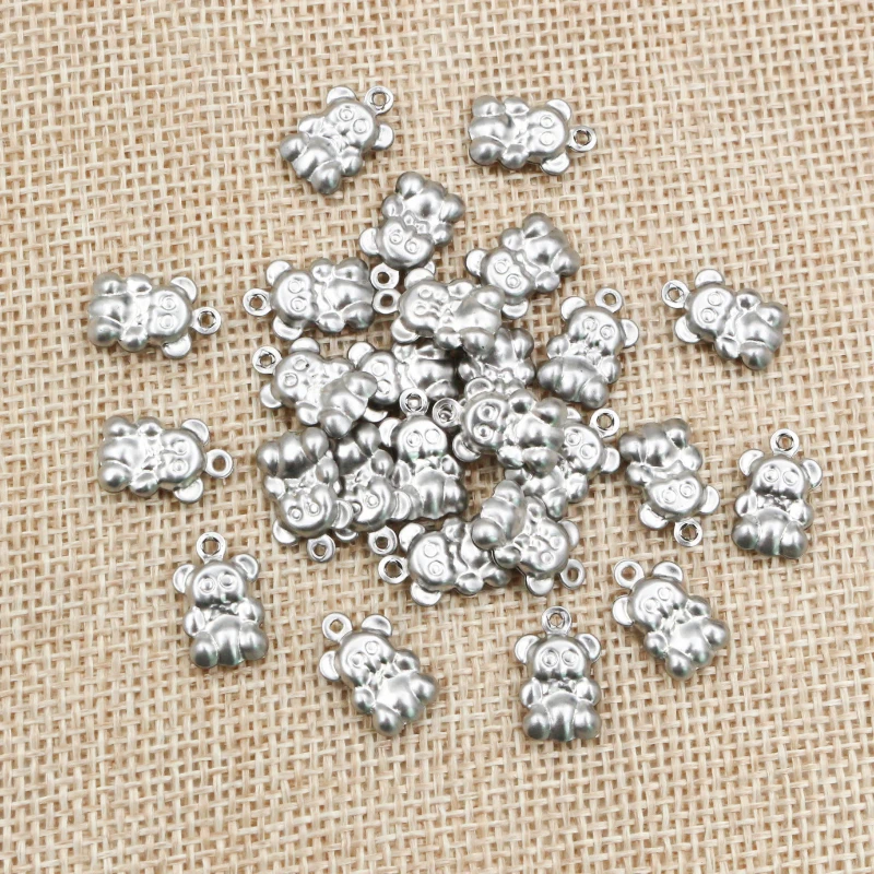 30pc/lot 13x8mm Bear Charms 316 Stainless Steel Bear Cute for necklace pendant charms diy jewelry making