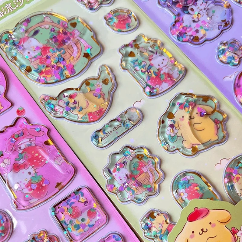 1/4pcs Kawaii Kuromi Kt Melody 3d Shake Sticker Diy Mobile Case Decorative Sticker Student Stationery Handbook Stickers Handbook