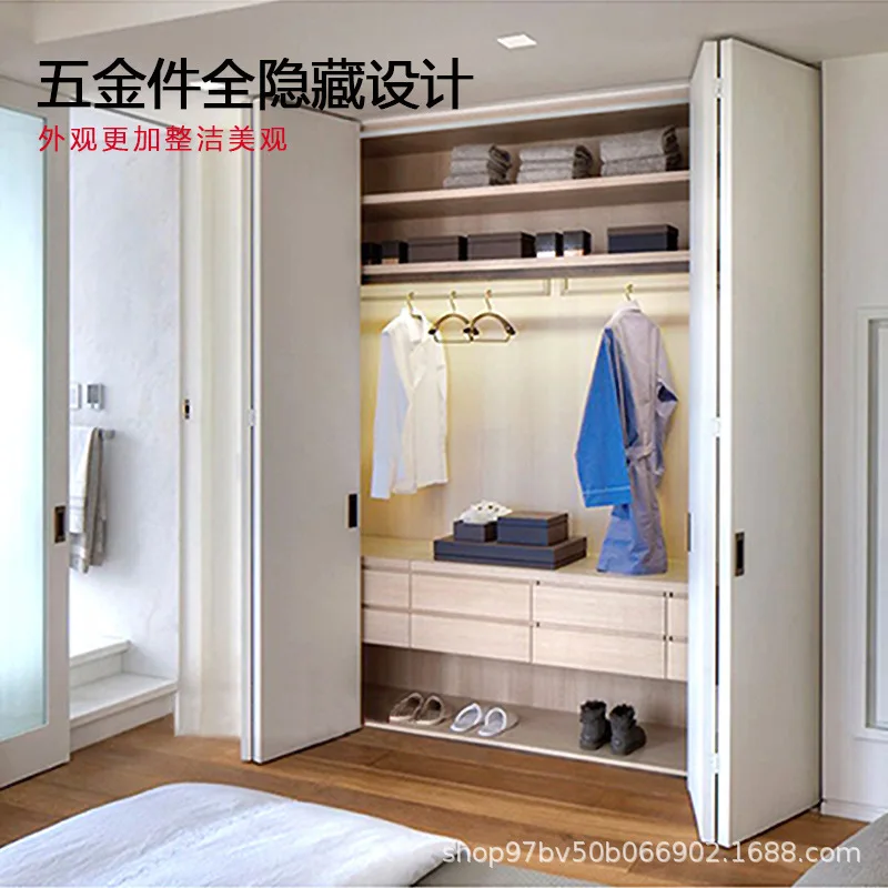 Foldable sliding door hanging track Furniture wardrobe Bookcase sliding door pulley Invisible slide rail Hardware accessories tr