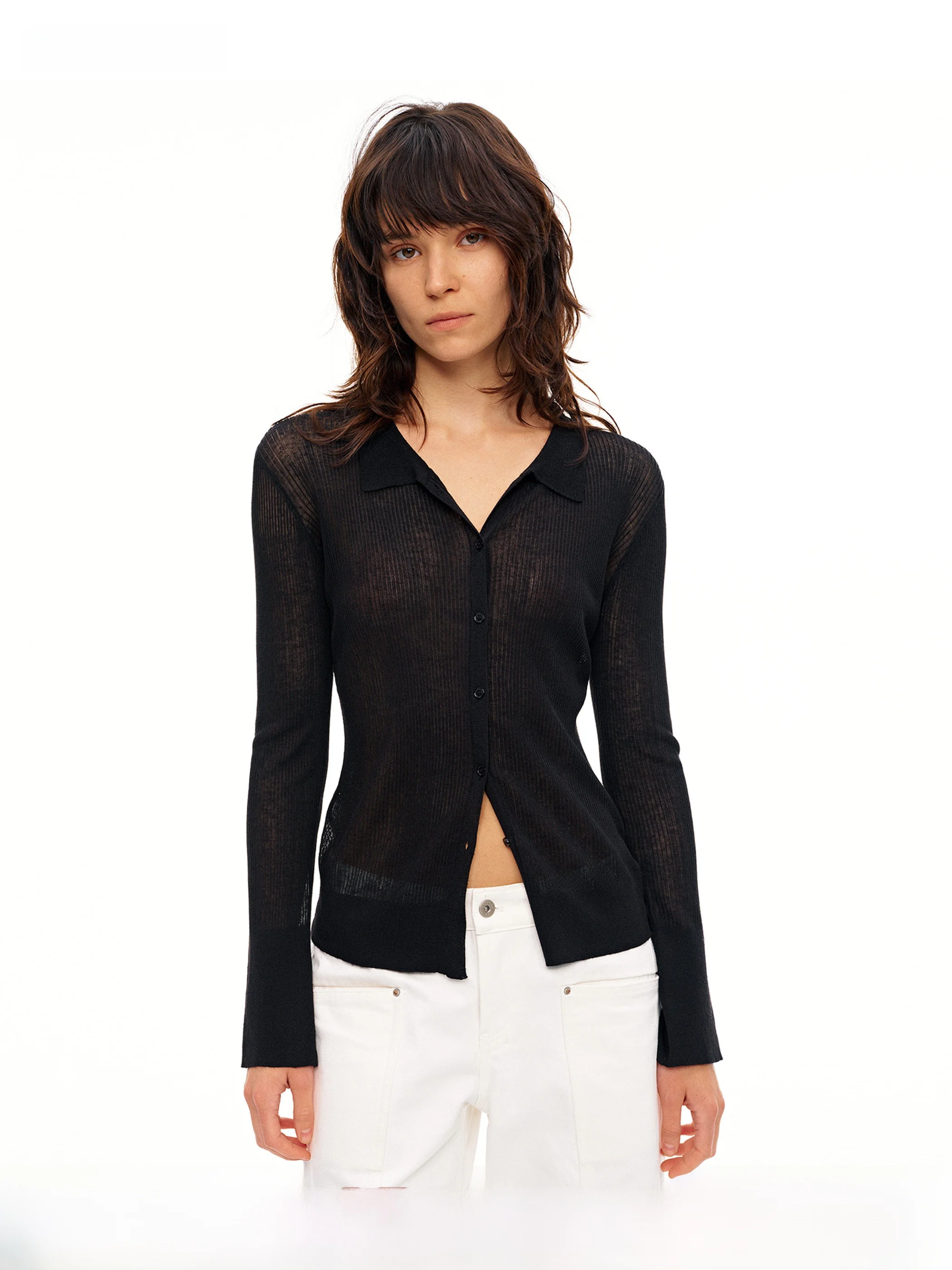 

AHNKANK Spring New Slim Fit Long Sve Knitted Open Cardigan Waist Cinched Bla Sweater Casual Sle Women's Top