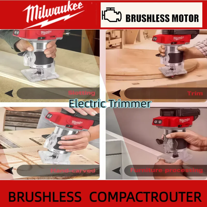 밀워키 브러시리스 전동 트리머 800W 30000RPM 무선 컴팩트 라우터 5단계 목공 트리밍 머신 18V 배터리용