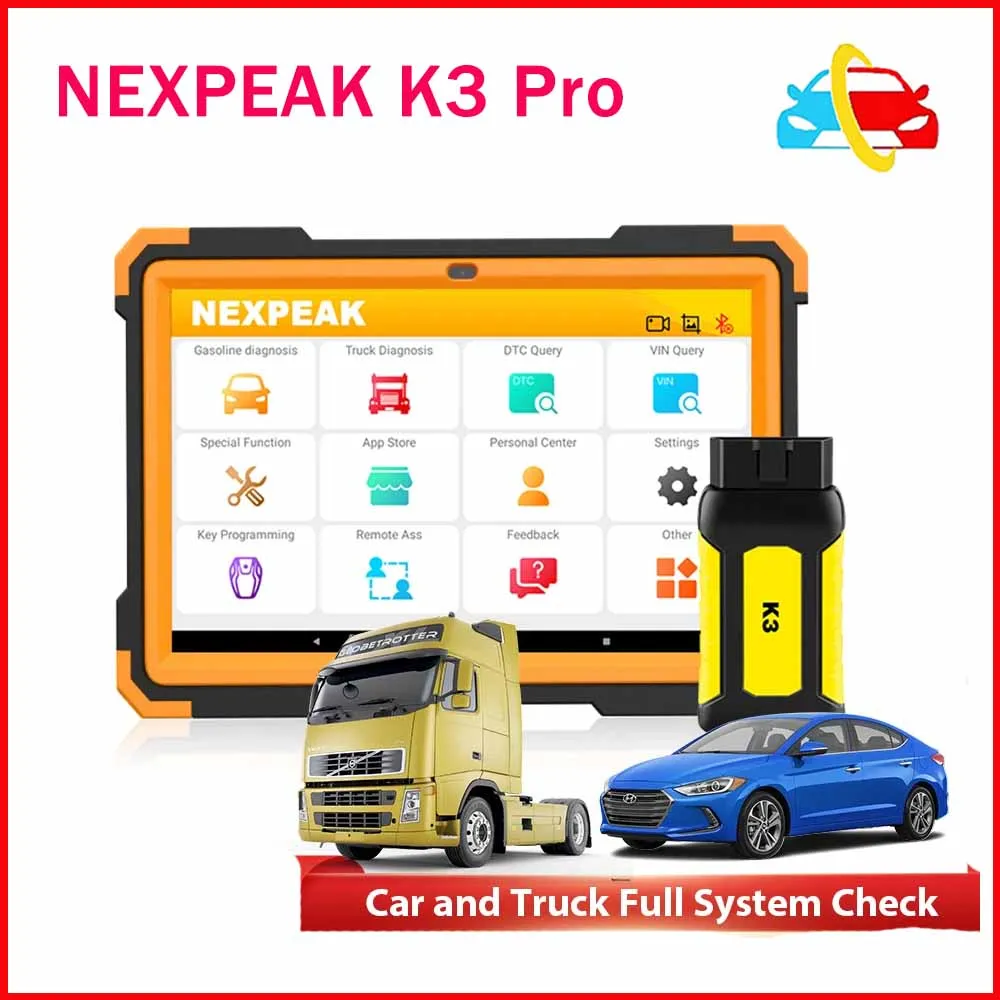 

NEXPEAK K3 Pro OBD2 Профессиональный полный диагностический инструмент, считыватель кодов автомобиля, сканер IMMO ABS, активный тест, Автомобильный сканер