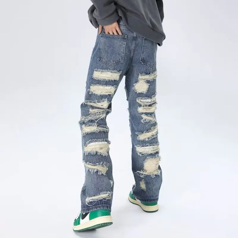 2023 Ropa Grunge Y2K Streetwear Baggy Stacked Ripped Jeans Pants Men Clothing Straight Women Hip Hop Denim Trousers Moda Hombre