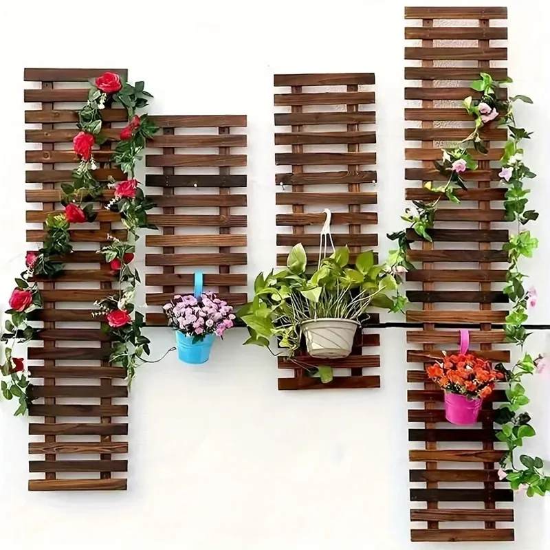 جدار خشبي معلق زهرة الجرف الخشب شرفة الجدار الديكور حديقة بوعاء زهرة رفوف النباتات رف غرفة المعيشة ديكور المنزل #2