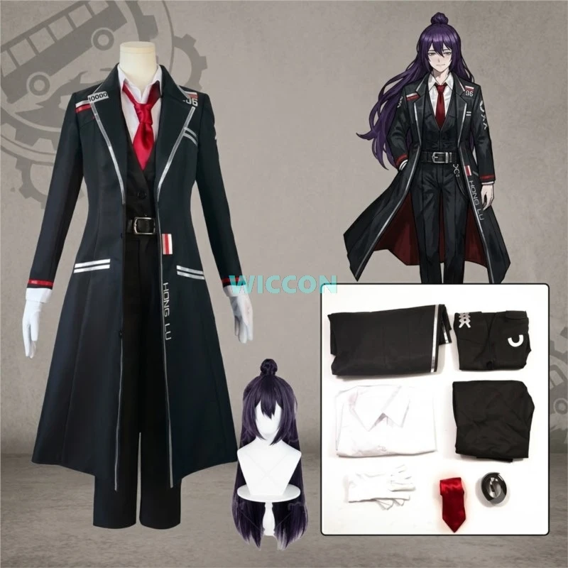 

Games LCB Hong Lu Cosplay Costume Wig Limbus Company NO.6 Black Uniform Suit Limbus Bus Hong Lu's Wigs Headgear Halloween