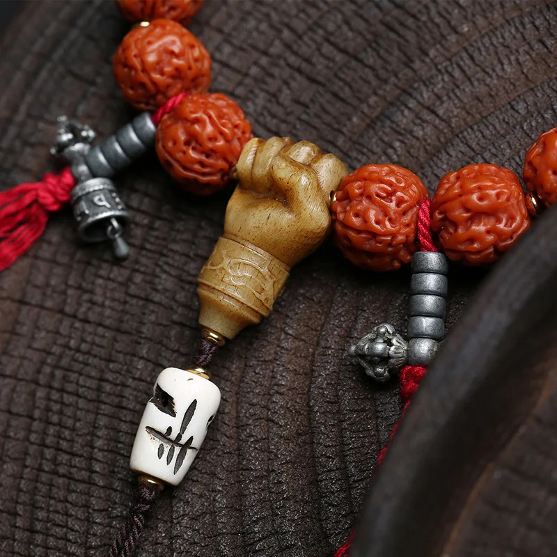 Vajra Bodhi seed strings jade wrapped single circle reflux bone old silver material ware accessories Buddha beads