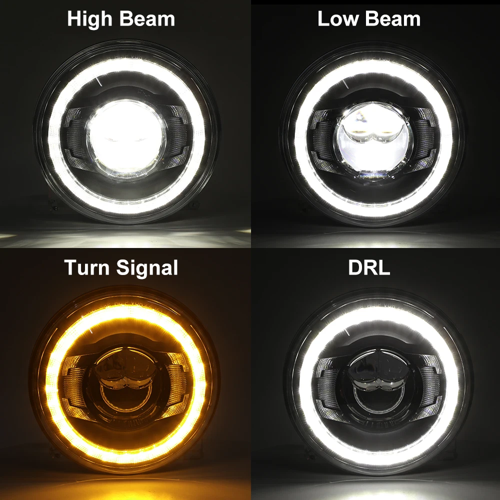 7 inch Led Headlight Motorcycle 7'' led Turn Signals DRL Angel Eye Led Headlamp For Harley Davidson Harley Street Glide Fat Boy