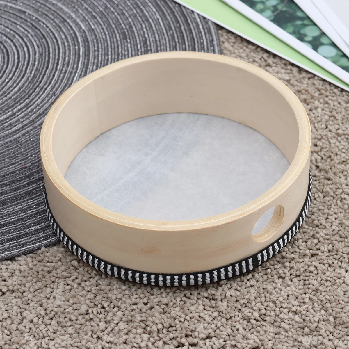 

Wooden Tambourine Hand Drum Kids Percussion Musical Instrument Early Learning Brain Development Preschool Orff Rhythm Bells