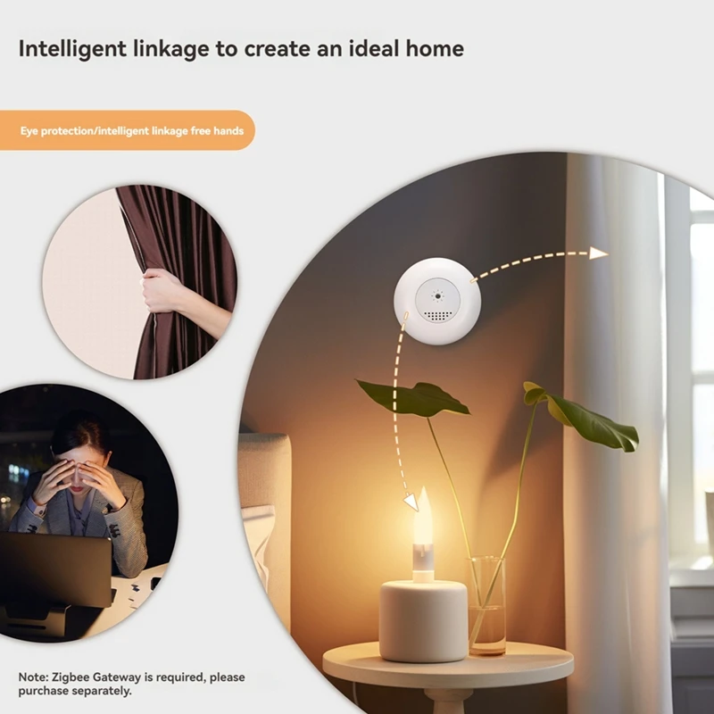 Tuya เครื่องตรวจจับแสงอัจฉริยะแบบ ZigBee, เซนเซอร์ตรวจจับความสว่างของแสงที่บ้านอัตโนมัติเครื่องตรวจจับสมาร์ทโฮมควบคุมด้วยแอป