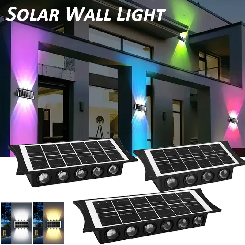 

LED Solar Wall Lamp Waterproof Outdoor Garden Lights Interior Wall Light High Brightness UP and Down for Garden Yard Stairs