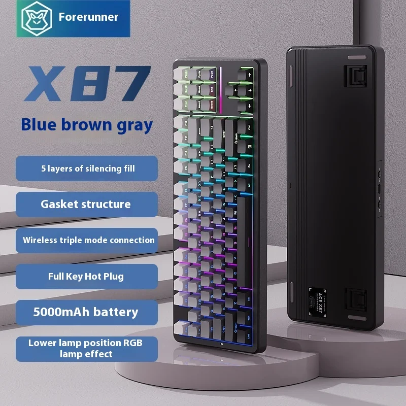 X87three-Mode Wireless Silentteffect Mechanical Feel E-Sports Office Keyboard Hot Swapable Ultra-Thin Custom Computer Accessorie