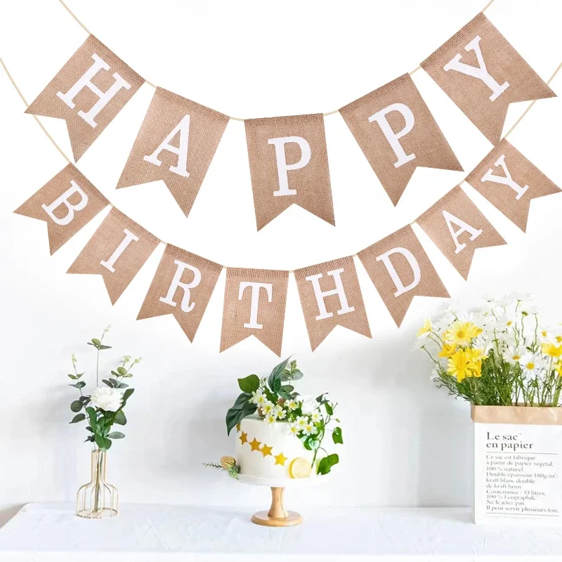 Happy Birthday Banner Background Flag Birthday Bunting Pennant 1st Baby Shower Birthday Party Decoration Supplies