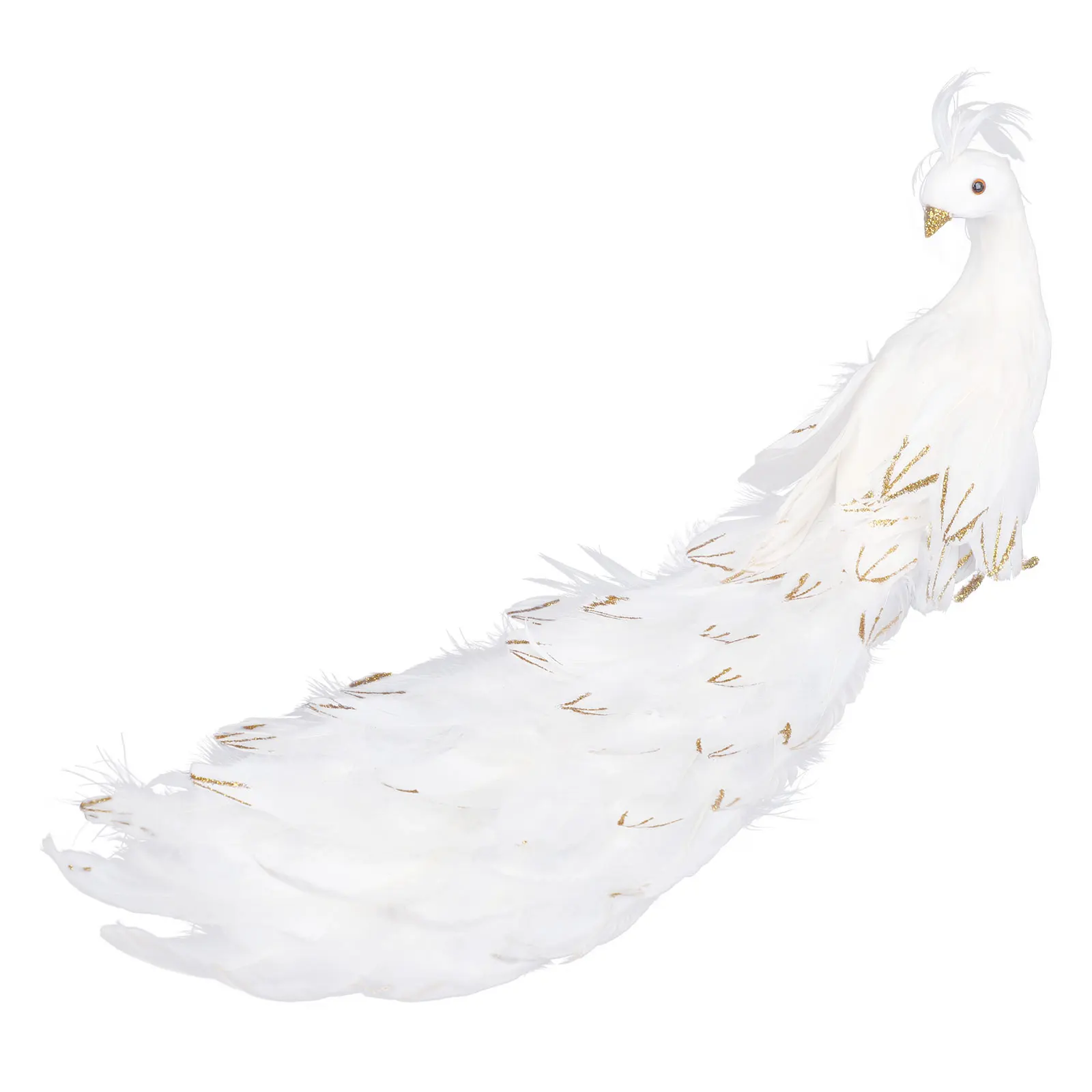 ZK40 Body Feather Separation Christmas Tree Decoration Pendant Simulation Long tailed Peacock Natural Feather Craft White