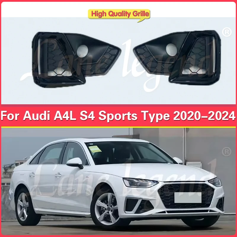 Fog Light Lamp Cover for Audi A4 A4L S4 2020-2024 Front Bumper Grill foglights headlights covers frame Black acessories