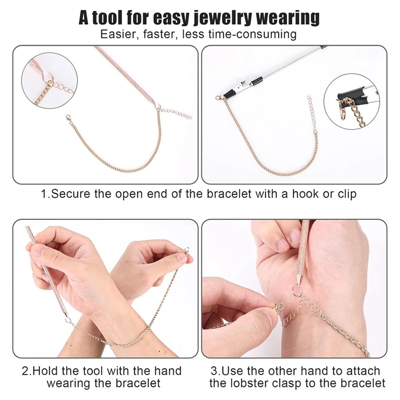 

2 шт., вспомогательные инструменты для браслета, вспомогательный инструмент для браслета, застежка для браслета, помощник, крючок для быстрого ношения, помощник для ювелирных изделий-A21I