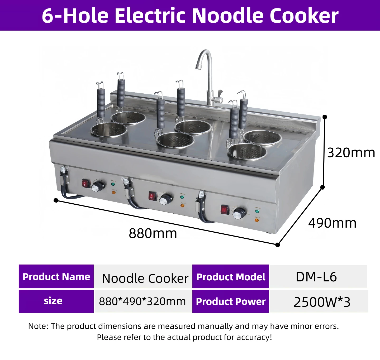Commercial Restaurant Noodle Stove 6-hole Electric Noodle Stove 220V Stainless Steel Material Spaghetti Cooking Equipment view 6