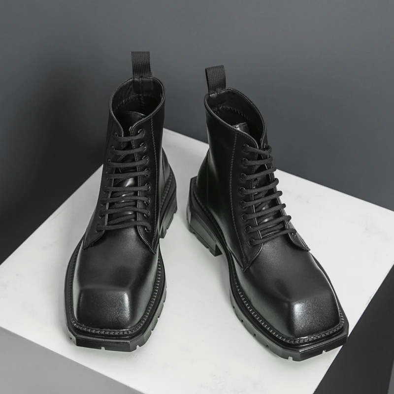 Sepatu bot SMVP, sepatu kulit high top, sepatu pria