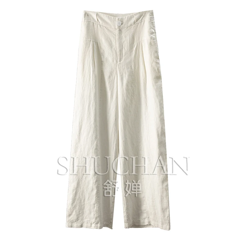 

Dnew Burst Penny Grade Color! Ark European Standard 100 Linen High Waist Straight Wide Leg Pants Women's 47C2 Special