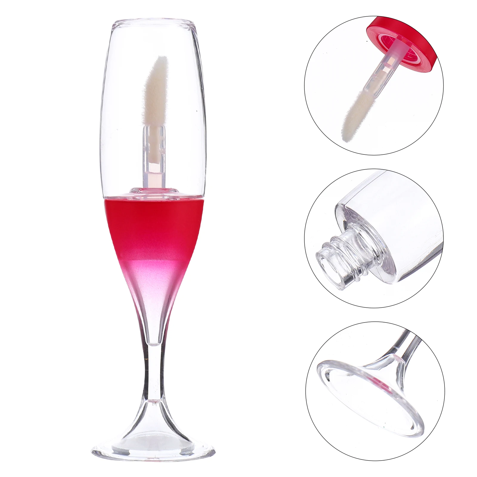 12 tubos brillantes con forma de mini copa de vino, envases de plástico vacíos para bálsamo recargable, frascos para almacenamiento, botella de brillo labial, color labial