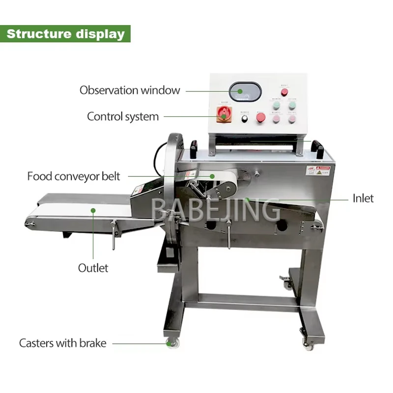 BABEJING Fully Automatic Cooked Meat Slicer, Sausage, Ham, Beef Cutting Machine, Electric Vegetable Slicer