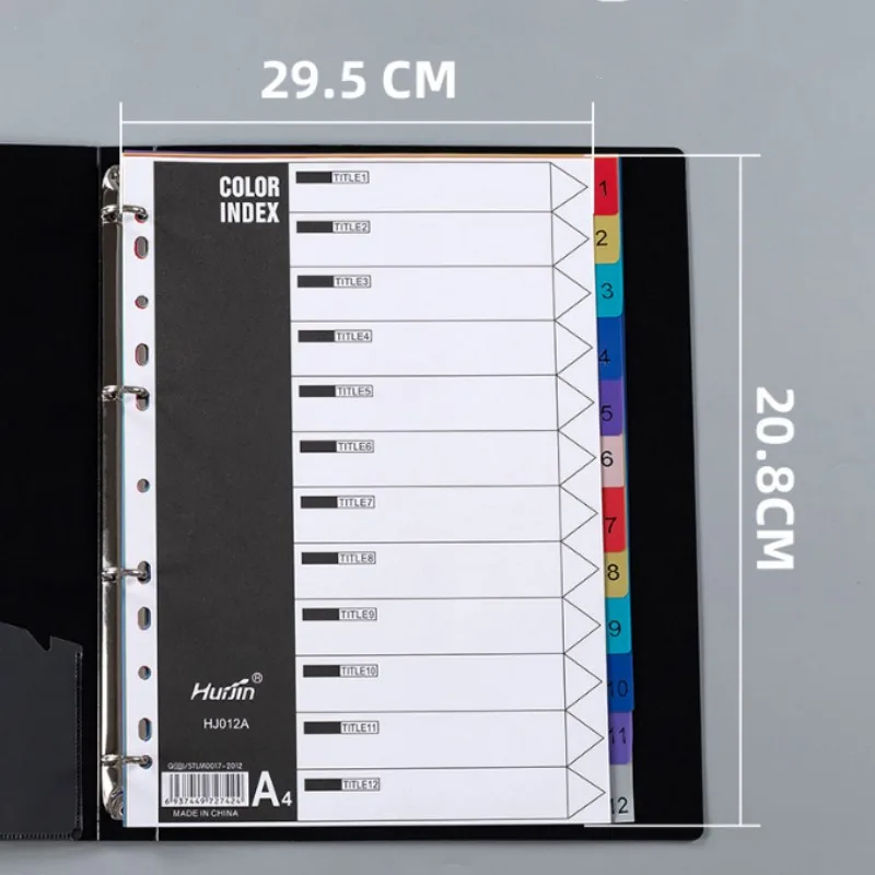 A4 Plastic Binder Index Dividers Classification Paging Separation Color Paper Print 10/12/21 Pages File Folder Accessories