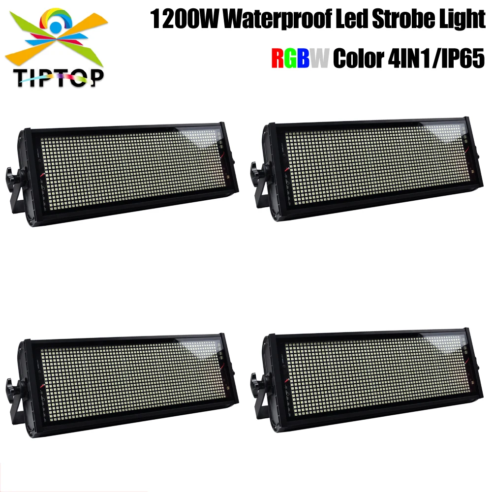 Freeshipping 4 Units  LED 1200W RGBW Colorful Waterproof Strobe Led Spotlight Dmx LED Strobe Lighting Stage Party Music