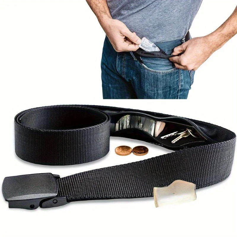 1pc Outdoor Travel Canvas Money Artifact Tactical Belt Wallet - Combination Lock, Hidden Money Belt for Men and Women