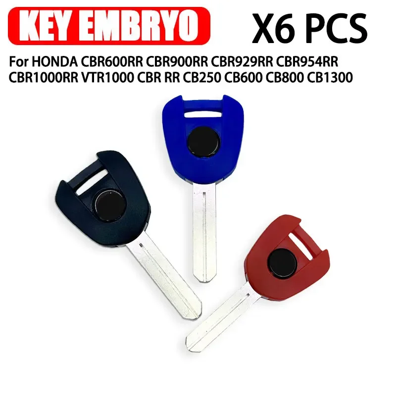 6 Pcs For HONDA CBR600RR CBR900RR CBR929RR CBR954RR CBR1000RR VTR1000 CBR RR CB250 CB600 CB800 CB1300 Motorcycle Blank Key Uncut