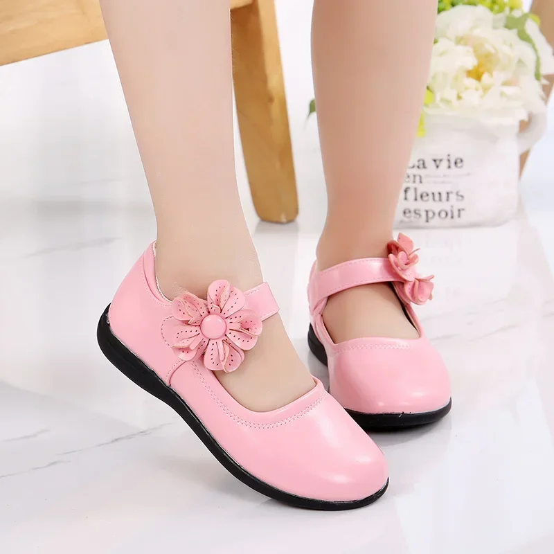 Baby Girls Princess Cute Kids Sandals Flower Elegant Leather Shoes Comfortable Thick Sole Catwalk Fashion Spring/summer Students